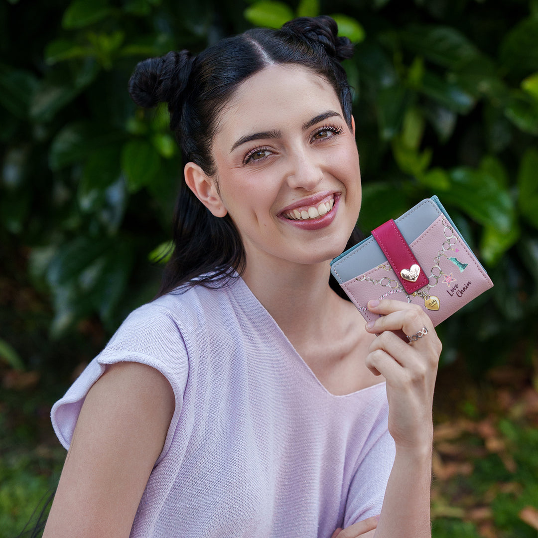 COMPACT HEART BUTTON WALLET