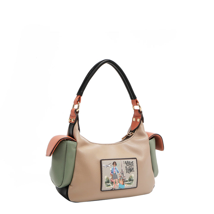 I LIVE TO TRAVEL SMALL SHOULDER BAG