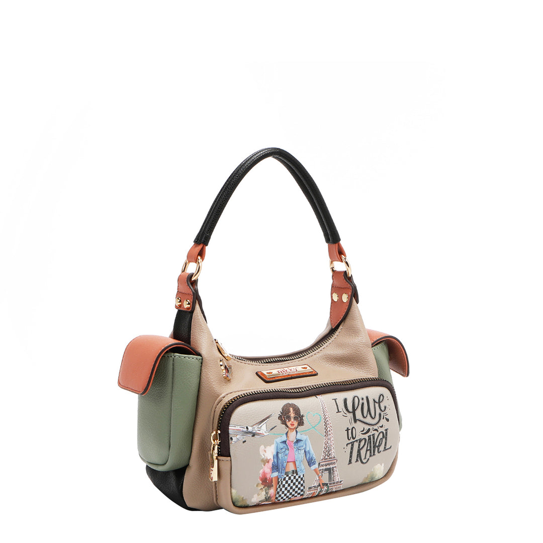I LIVE TO TRAVEL SMALL SHOULDER BAG