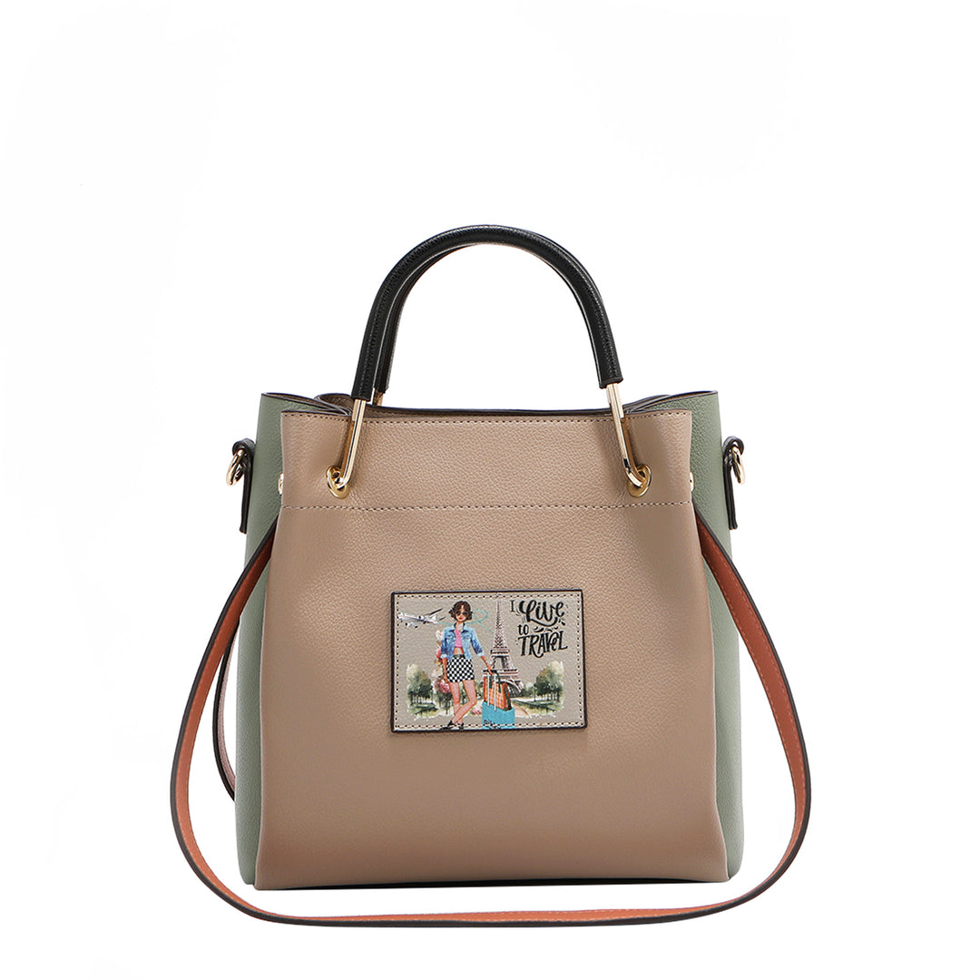 I LIVE TO TRAVEL SMALL BUCKET BAG