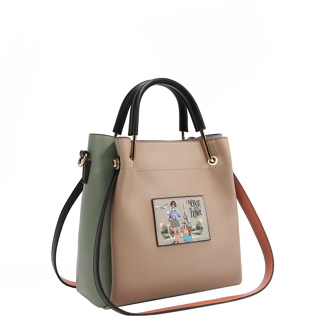 I LIVE TO TRAVEL SMALL BUCKET BAG