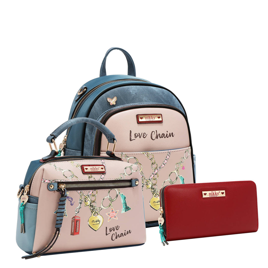 LOVE CHAIN 3 PC SET (BACKPACK, CROSSBODY, WALLET)