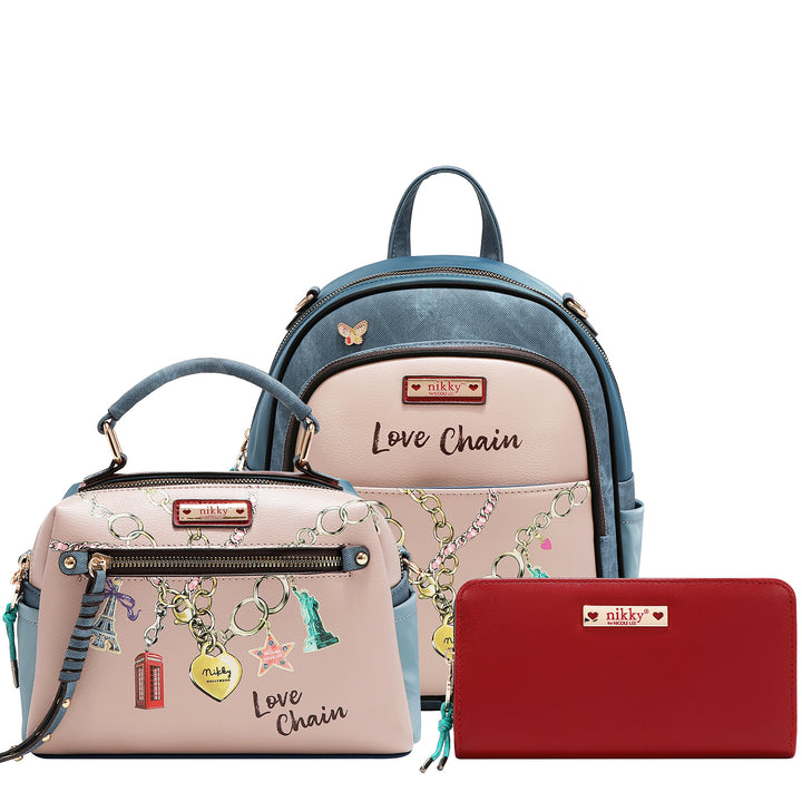 LOVE CHAIN 3 PC SET (BACKPACK, CROSSBODY, WALLET)