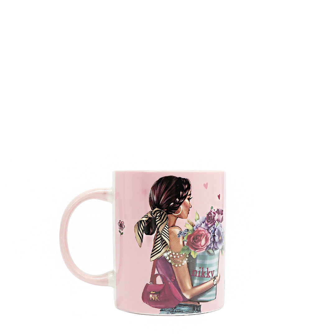 NIKKY CERAMIC MUG WITH BUNNY KEYCHAIN