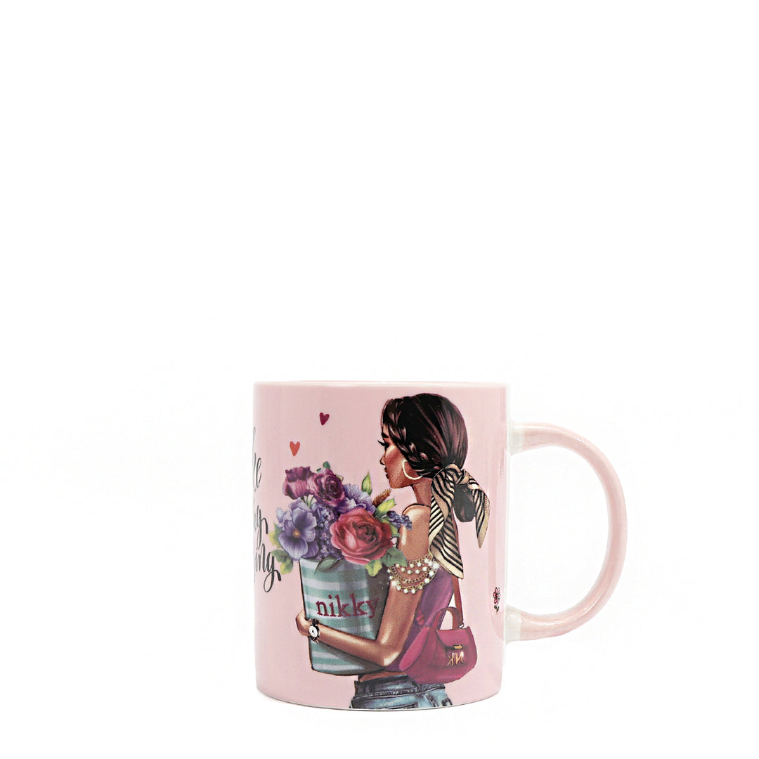 NIKKY CERAMIC MUG WITH BUNNY KEYCHAIN