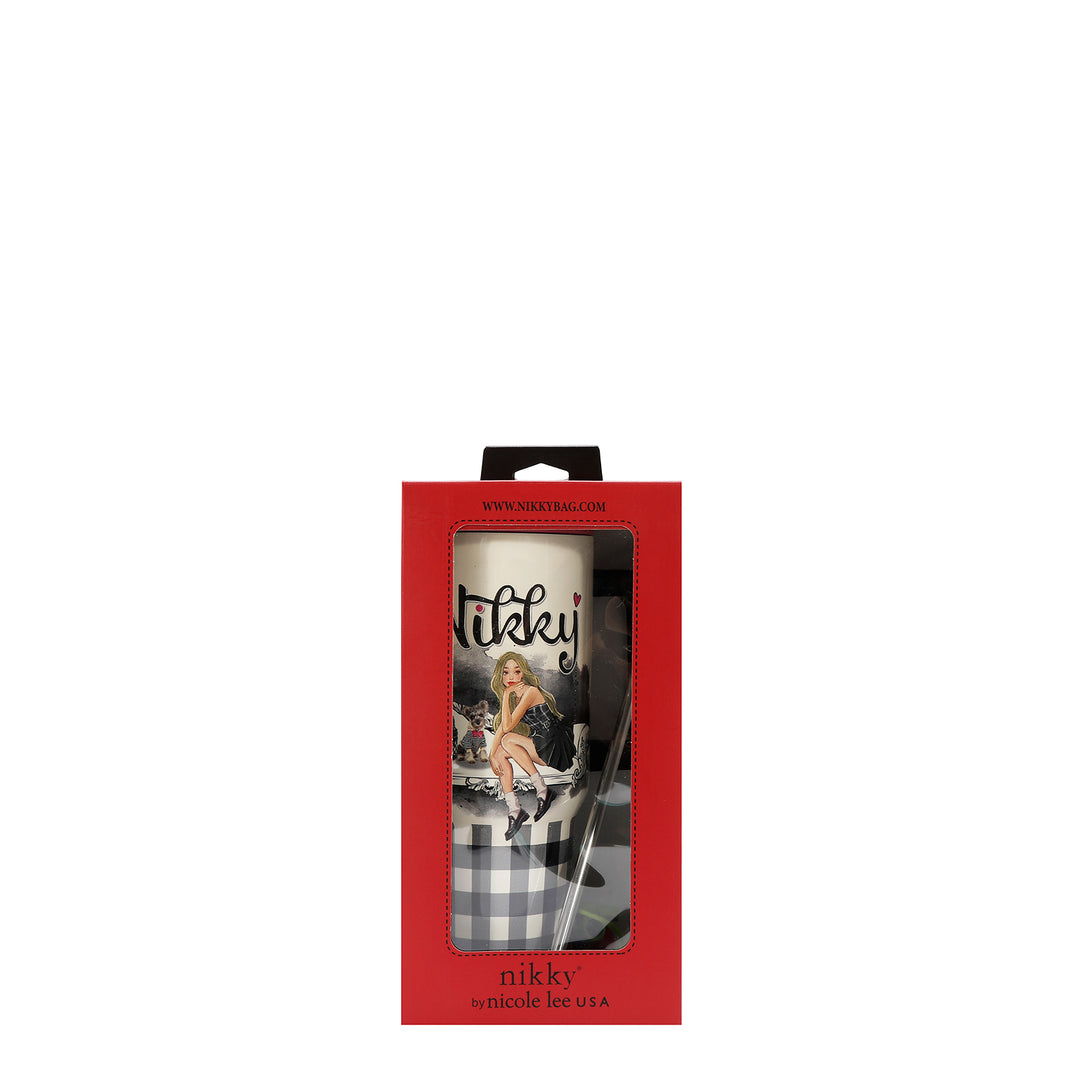 HANDLED TUMBLER WITH ACCENT CHERRY STRAW