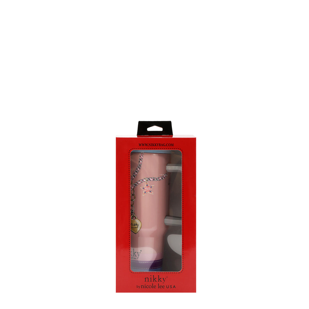 HANDLED TUMBLER WITH ACCENT CHERRY STRAW